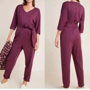 Anthropologie Eggplant Maroon long sleeve tie jumper XS